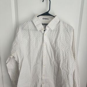 Express Men's White Shirt with Subtle Dots